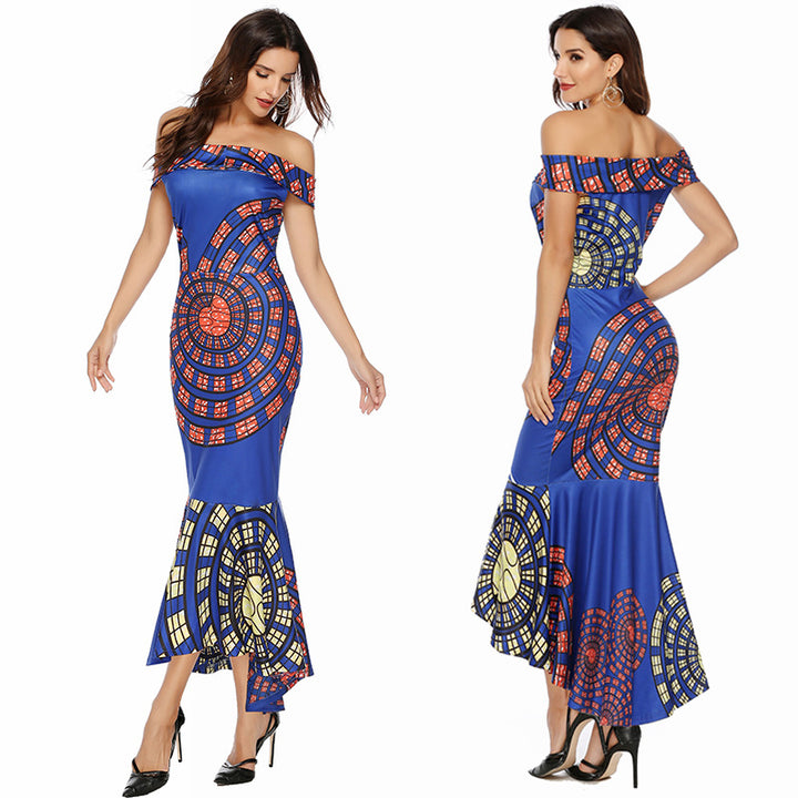 Dame Off-Shoulder Grafiktryk Maxi Kjole Stilla