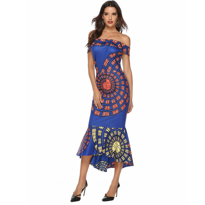Dame Off-Shoulder Grafiktryk Maxi Kjole Stilla