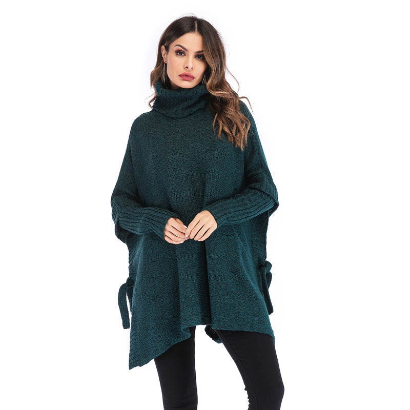 Dame afslappet rullekrave sweater med asymmetrisk snit og sidestropper Stilla