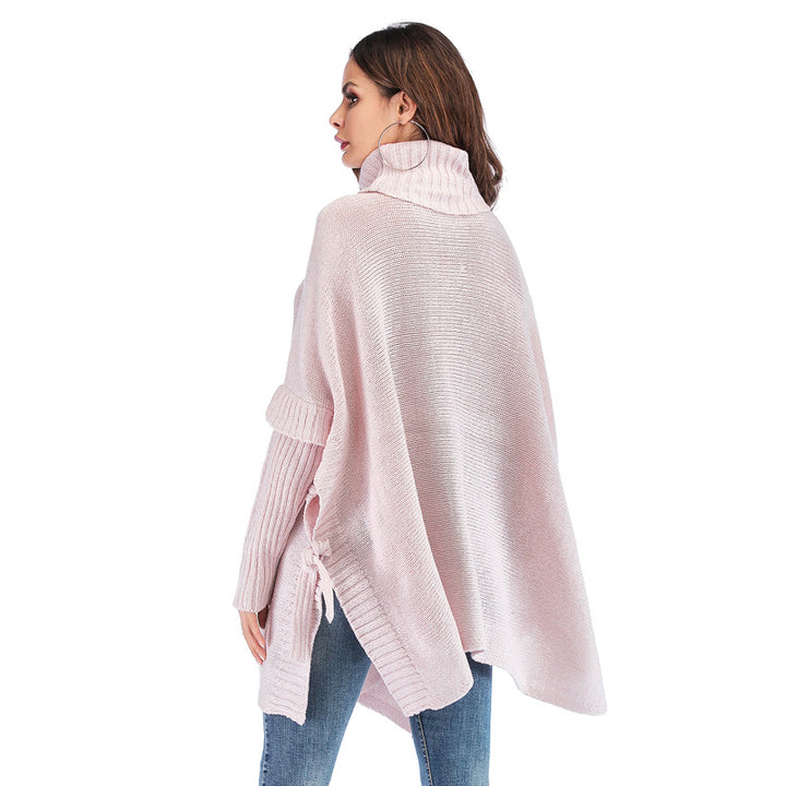 Dame afslappet rullekrave sweater med asymmetrisk snit og sidestropper Stilla