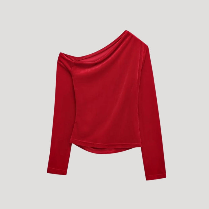Stilla | One Shoulder Rynket Velour Top