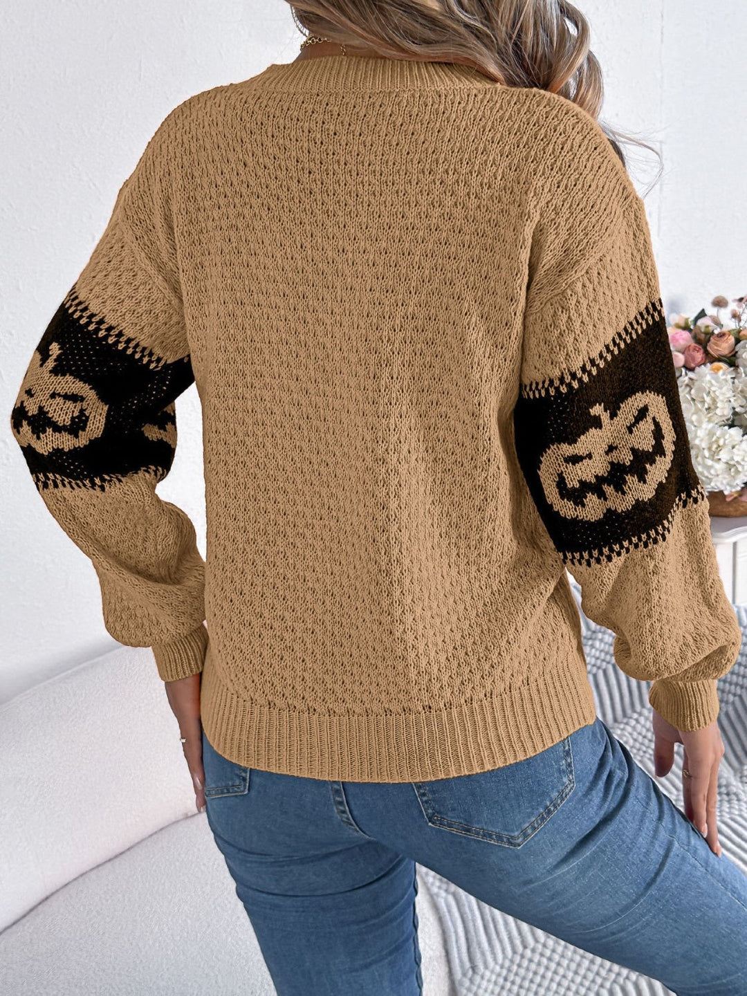 Stilla | Rundhalset Pullover Med Lange Ærmer Græskar