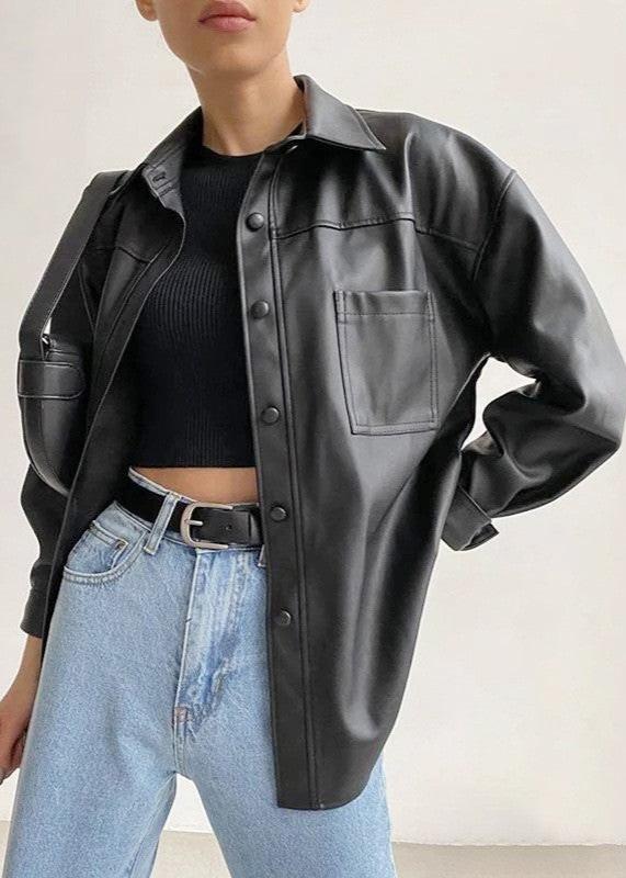 Stilla | Kunstlæder Button-Up Jakke
