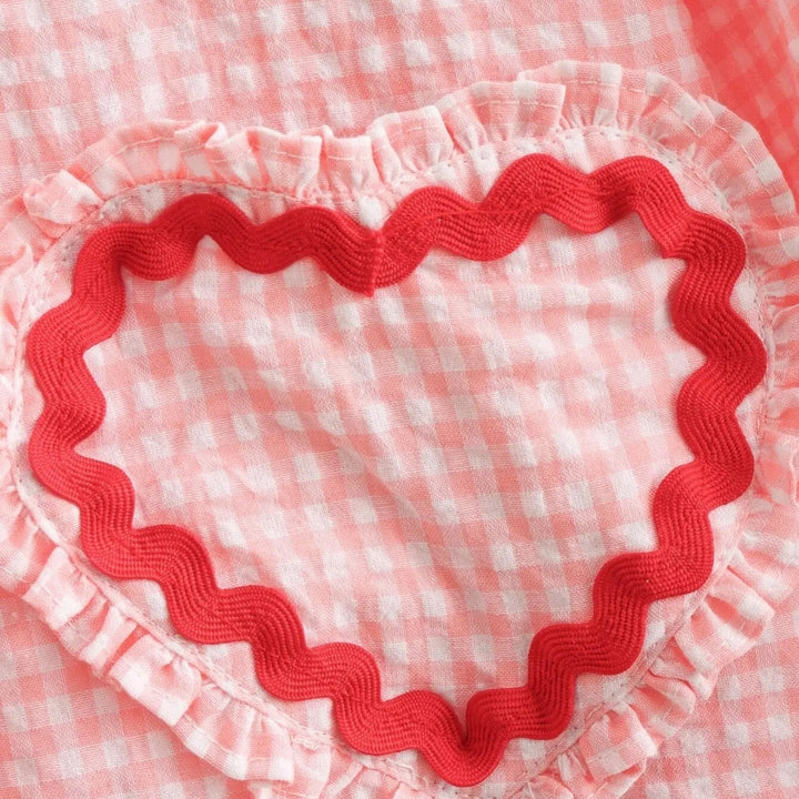 Stilla | Gingham Bånd Front Strikketrøje Med Hjerte Detaljer