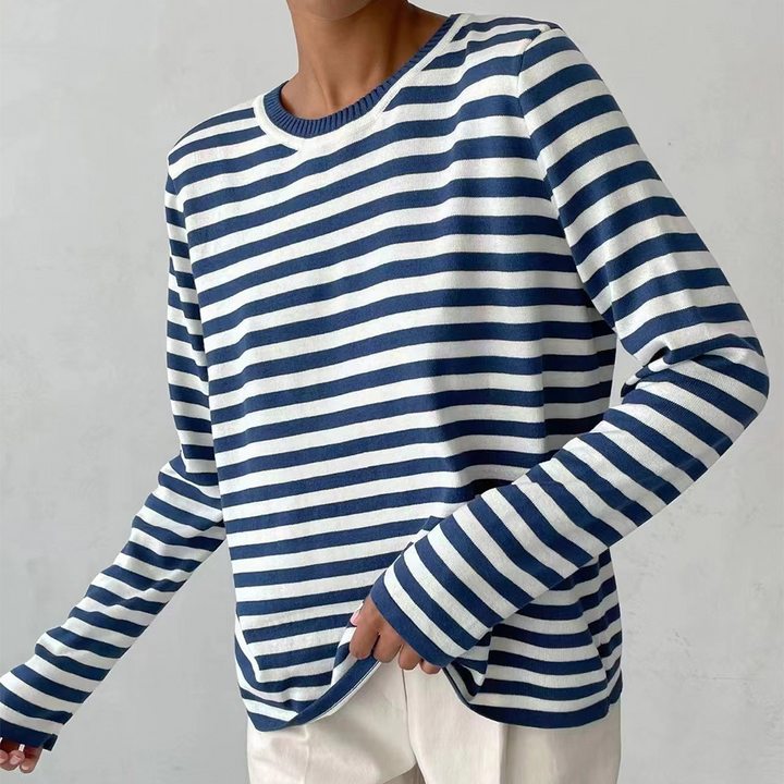 Stilla | Stribet Skjortebluse Med Ribkrave