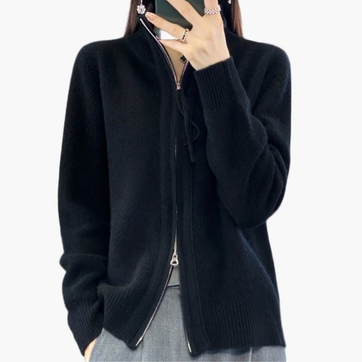 Stilla | Strikjakke med Lynlås - Elegant Casual Stil til Hverdag Og Kontor