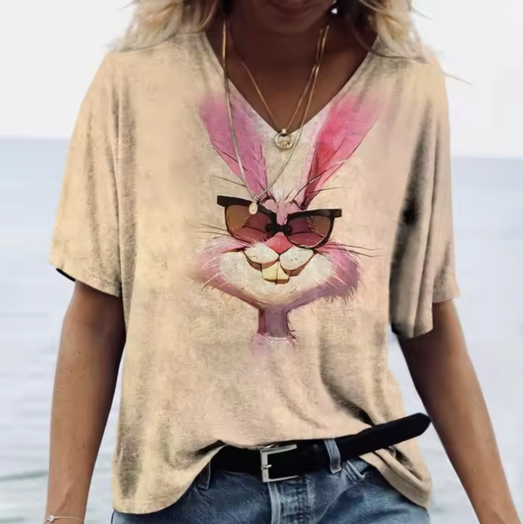 Stilla | Farverige T-shirts med kanintryk