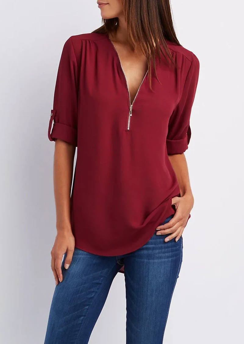 Stilla | Bluse med Lynlås