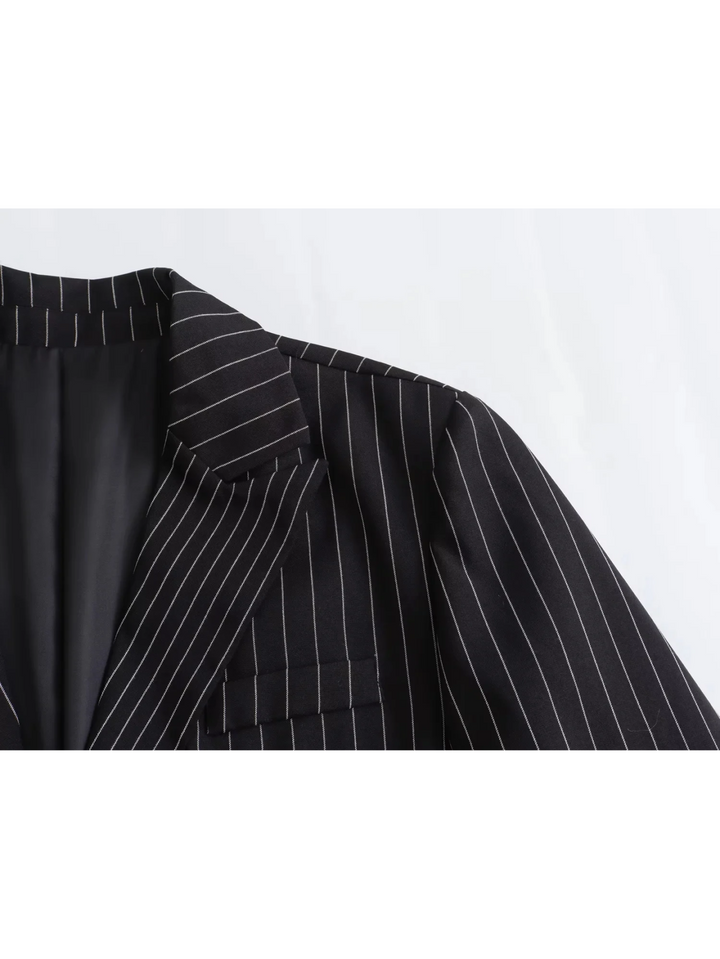 Stilla | Dame Blazer Stribet Med Knaplukning På Anklen