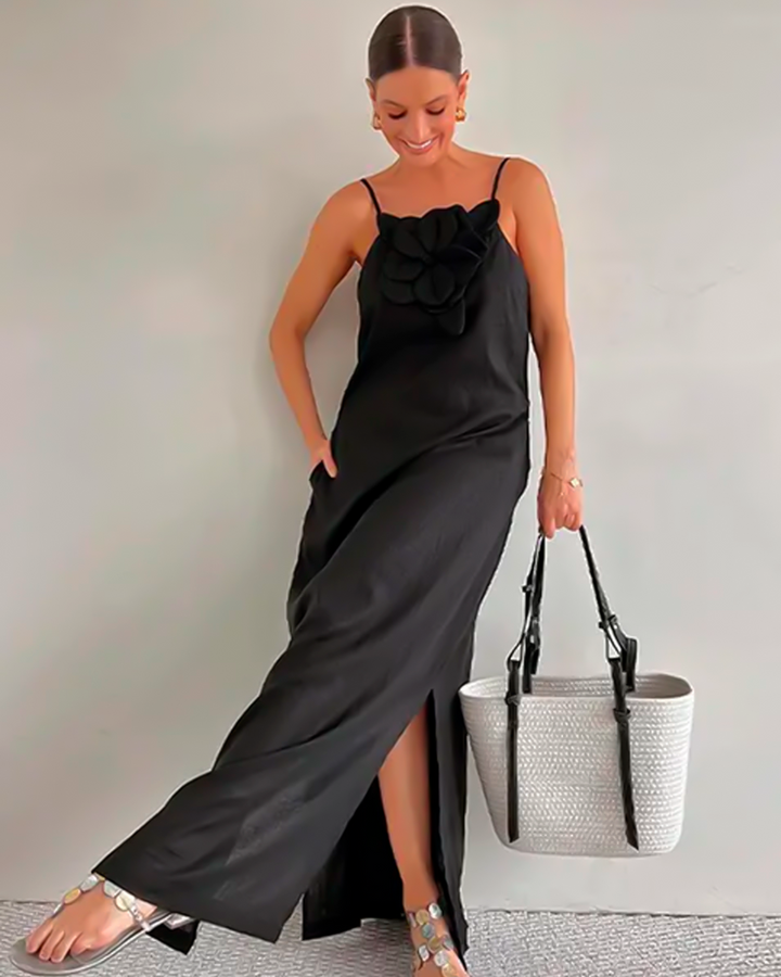 Stilla | Midi Med Blomster Af Linned