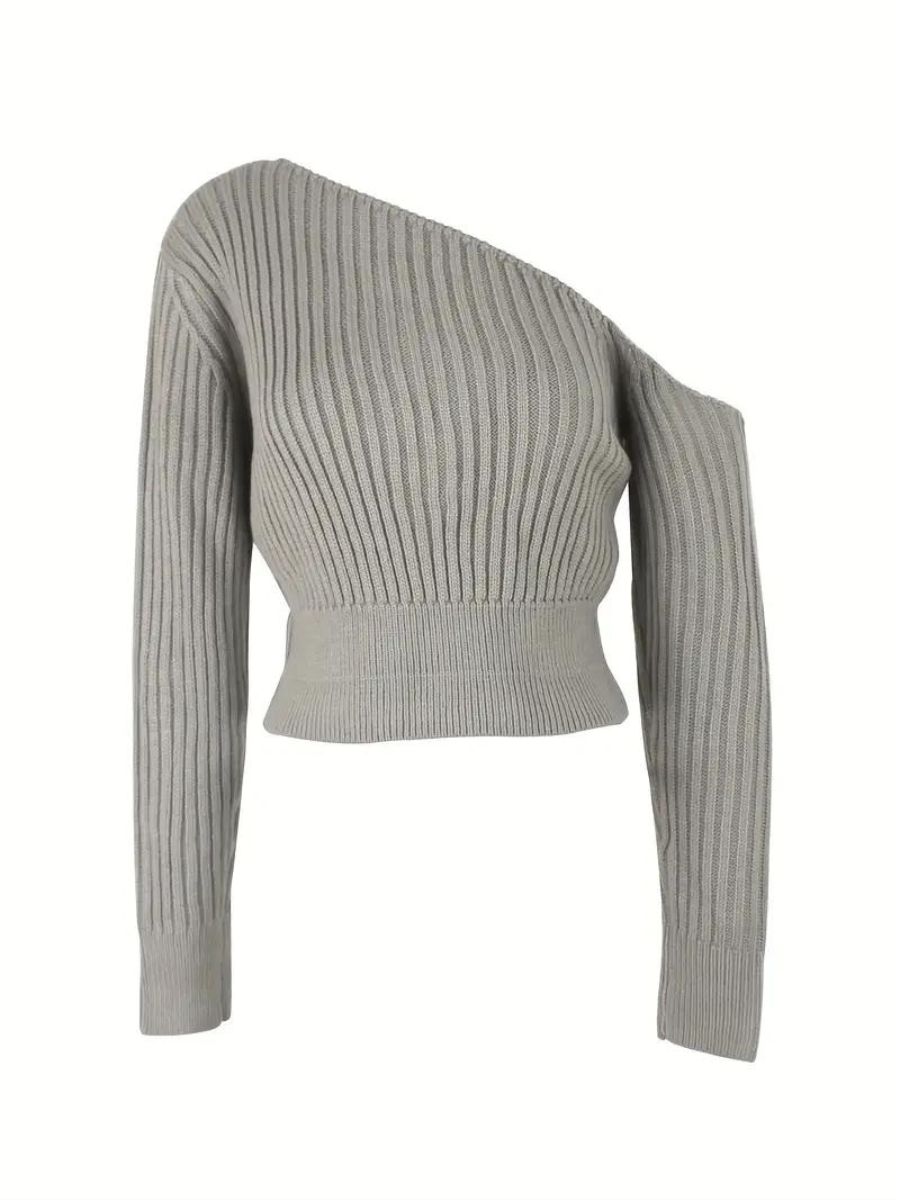 Stilla | Pullover i ribstrik med asymmetrisk udskæring