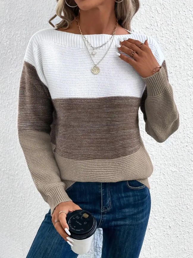 Stilla | Elegant Langærmet Pullover med Faldende Skuldre