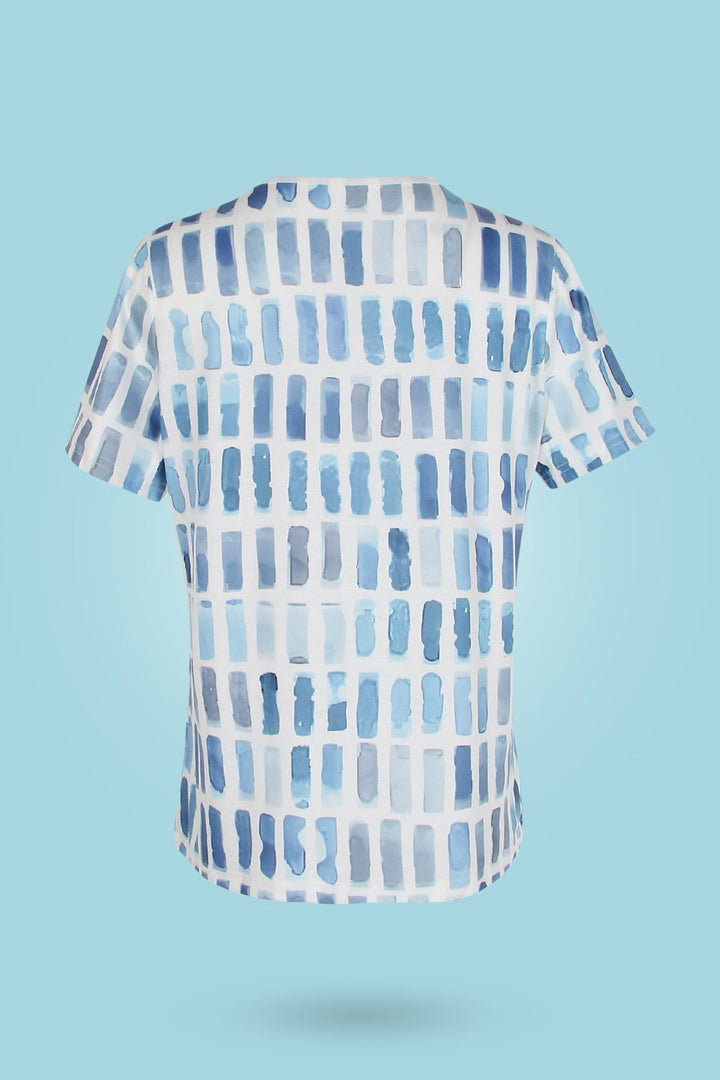 Stilla | Blå trykdesign med korte ærmer