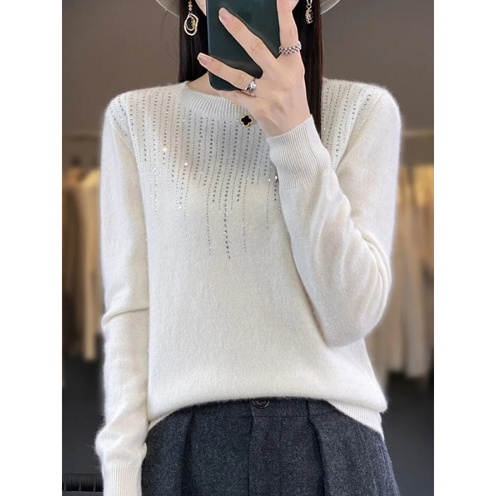Stilla | Dame Pullover Af Blødt Strik Med Skinner Detaljer