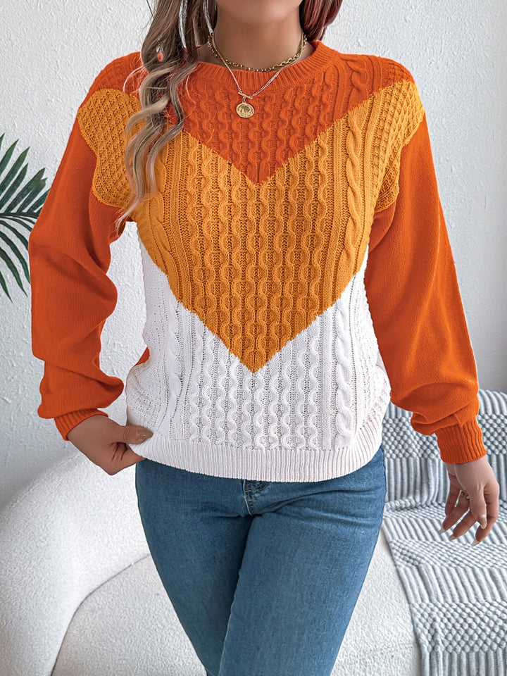 Stilla | Pullover med kontrasterende lange ærmer og rund hals