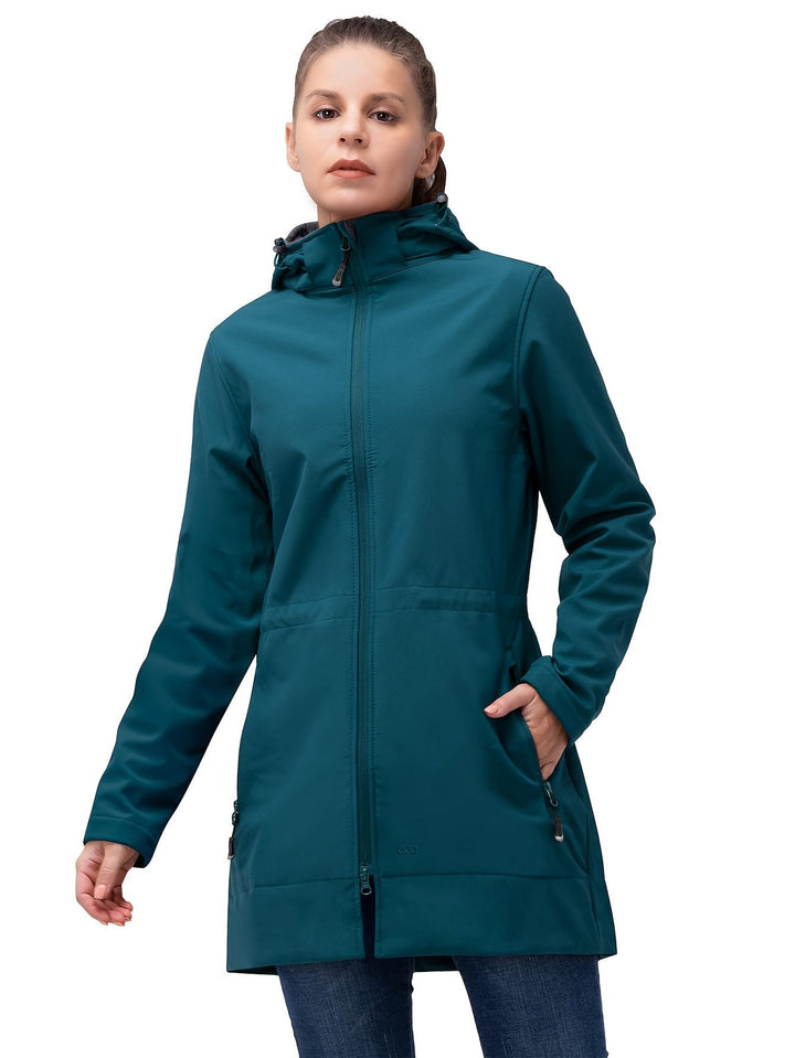 Stilla | Vandtæt og Vindfrit Langt Softshell Jakke Til Kvinder