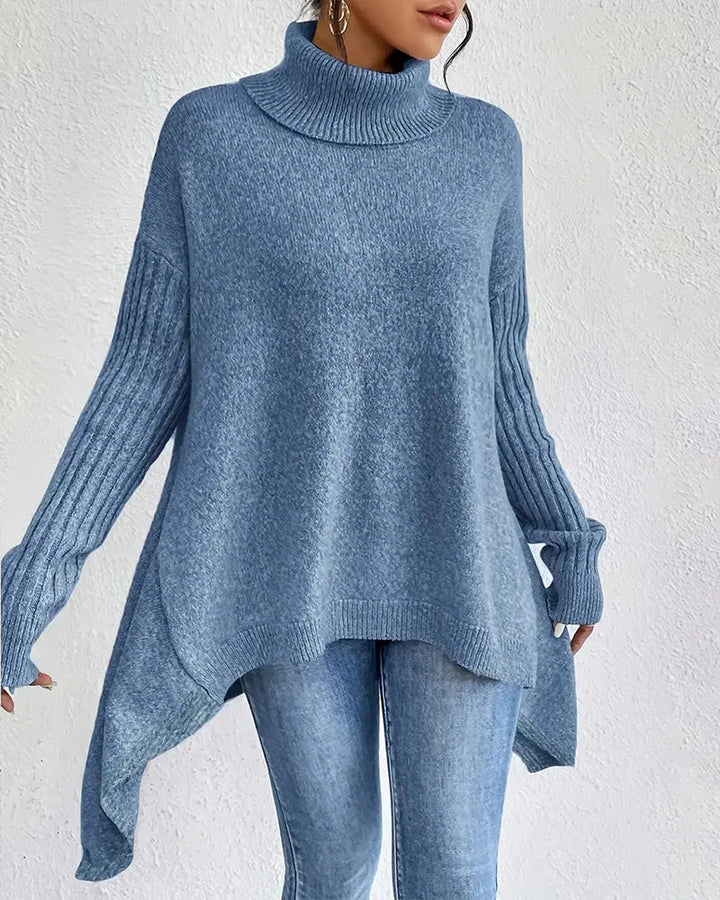 Stilla | Pullover med Høj Krave og Asymmetrisk Snit