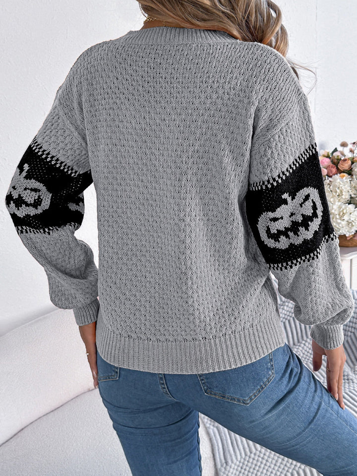 Stilla | Rundhalset Pullover Med Lange Ærmer Græskar