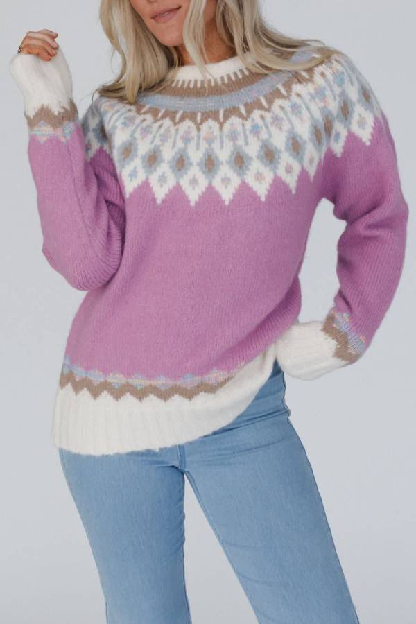 Stilla | Jul Forstærket Rund Hals Lange Ærmer Strik Pullover
