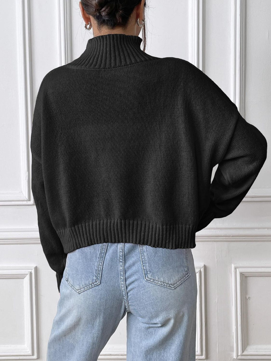 Stilla | Rullekrave sweater med sløjfe og lange ærmer