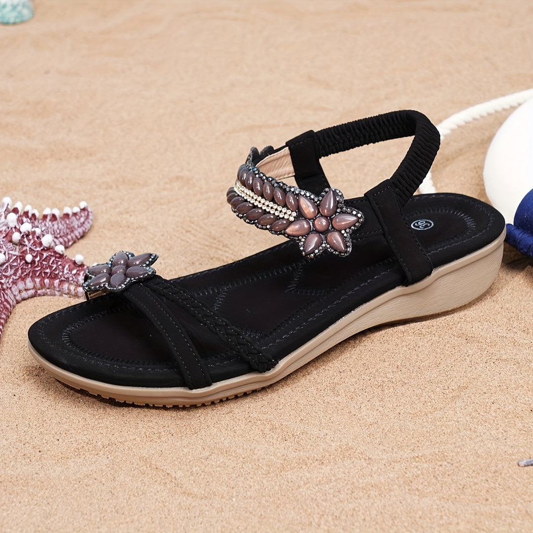 Stilla | Boho Chic Kvinder Sandaler Med Glitrende Djerstons