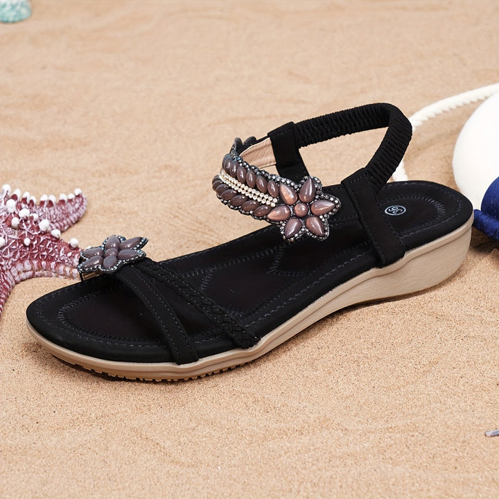 Stilla | Boho Chic Kvinder Sandaler Med Glitrende Djerstons