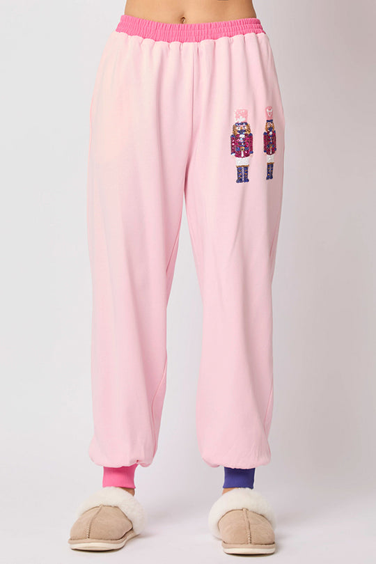 Stilla | Julemand Pailletter Fritid Sweatshirt og elastisk Talje løs Bukser Set