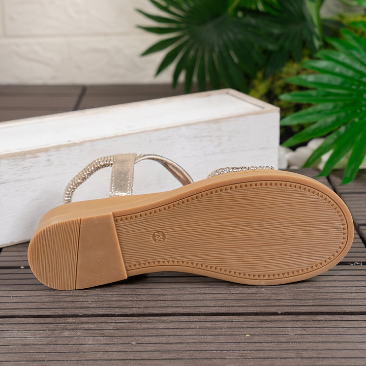 Stilla | Dame Sandaler: Strass, Flade, Letvægts, Anti Skidrande, Sommer, Elastisk Bælte