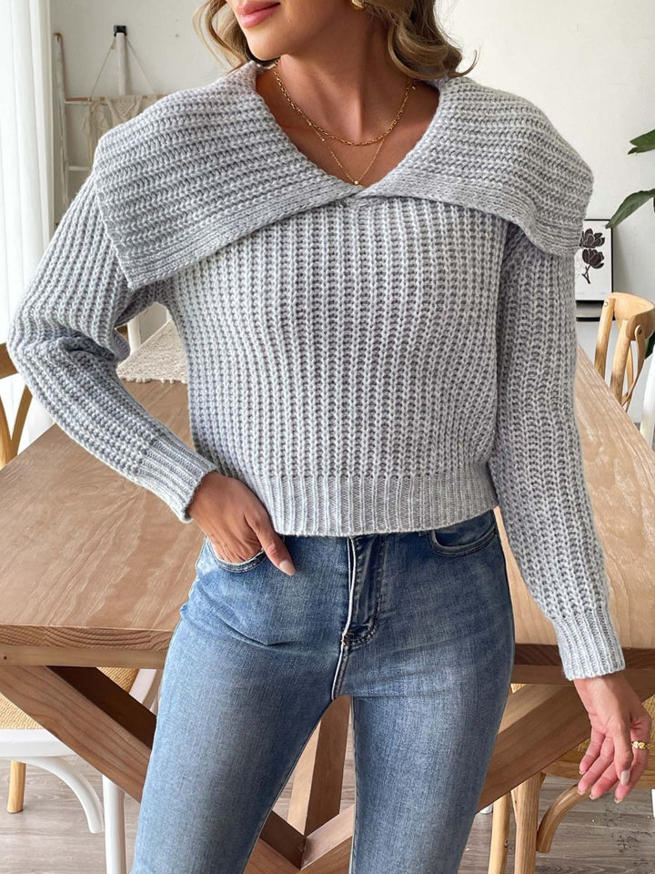 Stilla | Sweater Med Lange Ærmer I Kastanjefarvet Strik