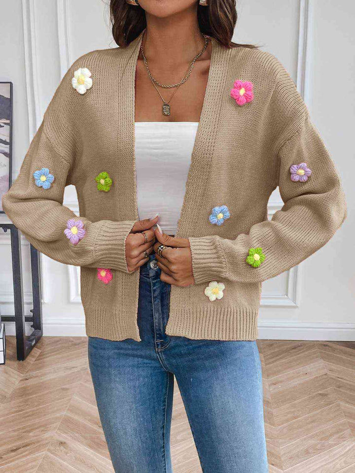 Stilla | Læder Cardigan Med Blomstermønster