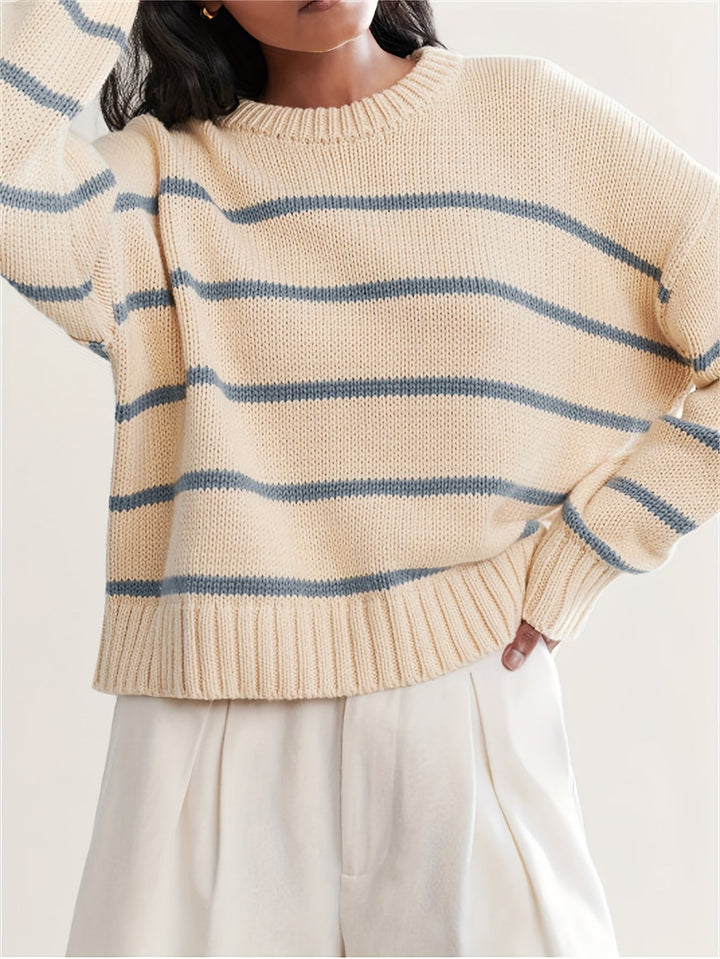 Stilla | Striped Pullover Med Faldende Skuldre