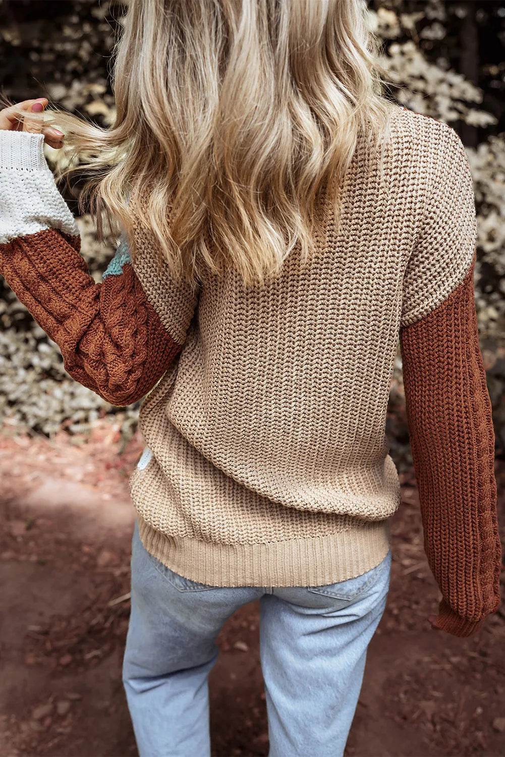 Stilla | Farbblok Sweater Med Rund Halsudskæring og Lange Ærmer