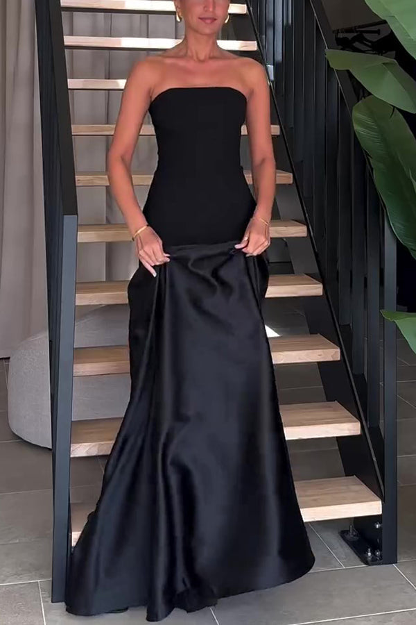 Stilla | Elegant Langt Stropkjole Med Bustier Og Vidde Udsvingende Skørt