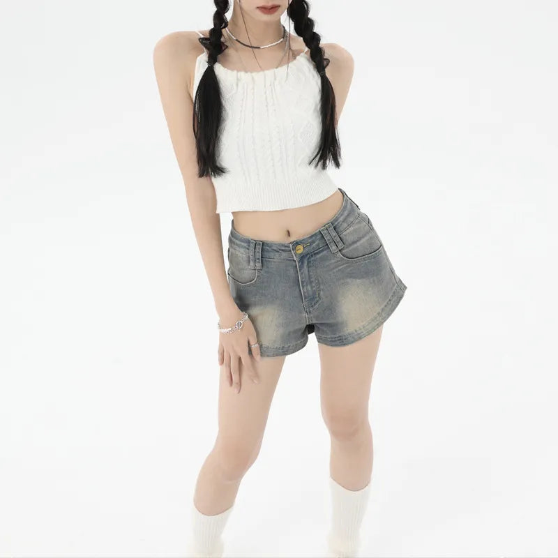 Stilla | Retro Blå Denimshorts
