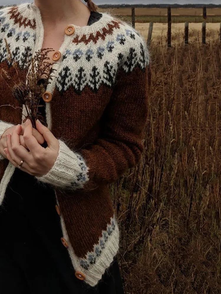 Stilla | Vintage Varme Island Sweatshirt Med Knapper
