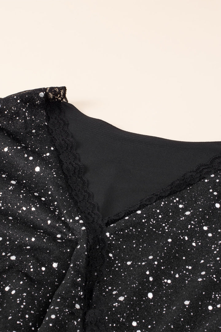 Stilla | Elegant Sort Glitrende Kjole Med Net
