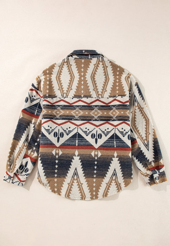 Stilla | Sweatjacke med lange ærmer og geometrisk mønster halvknebel