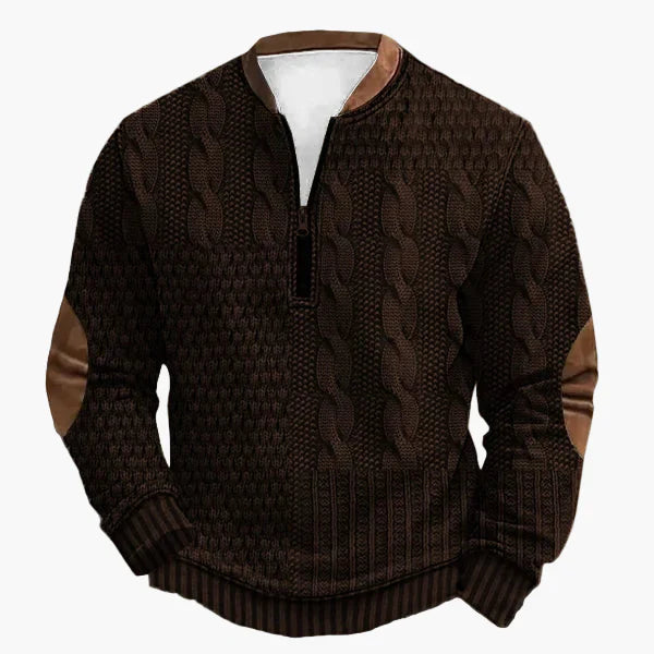Stilla | Strikpullover med Fletter og Kvart Lynlås - Mode Fritidspullover til Efterår og Vinter