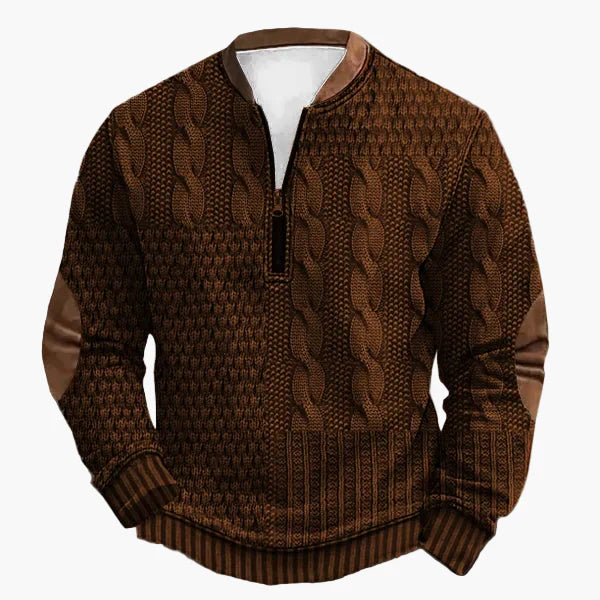 Stilla | Strikpullover med Fletter og Kvart Lynlås - Mode Fritidspullover til Efterår og Vinter