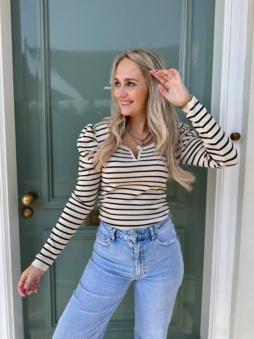 Stilla | Stribet Top a Linje Sort Hvid