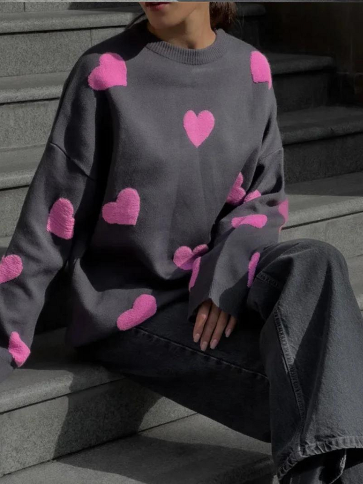 Stilla | Smart Strikpullover Med Broderiet „sweet Love“