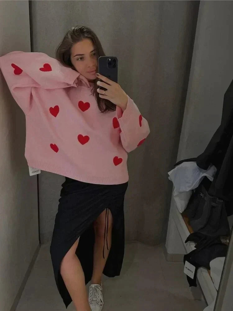 Stilla | Smart Strikpullover Med Broderiet „sweet Love“