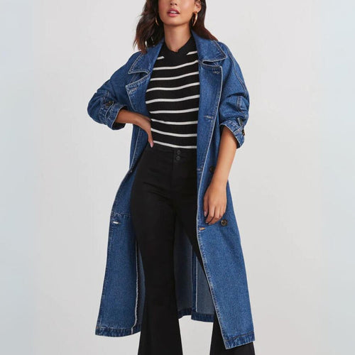 Stilla | Lang Jeans Trenchcoat til Damer