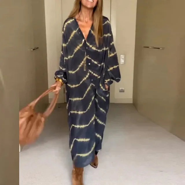 Stilla | Boho Stribet Langærmet Kjole