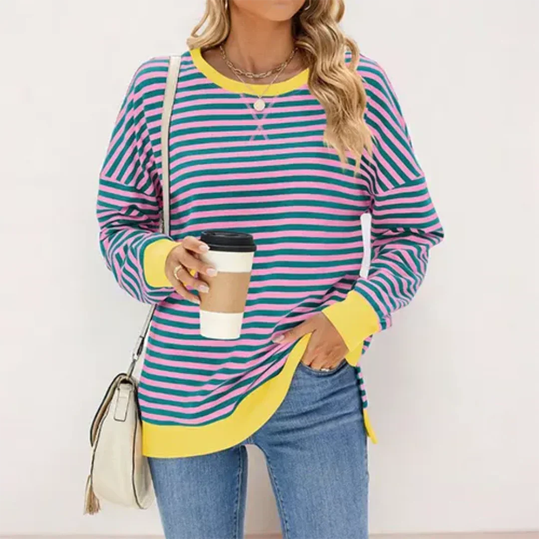 Stilla | Læder Pullover Med Varme Striber Til Kvinder