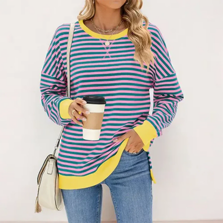 Stilla | Læder Pullover Med Varme Striber Til Kvinder