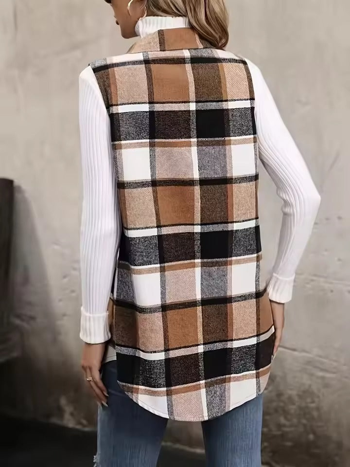 Stilla | Elegant Rutig Ærmeløs Gilet Til Damer