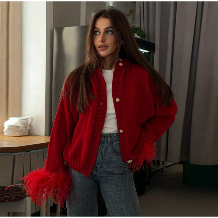 Stilla | Elegant cardigan med fjerdetaljer
