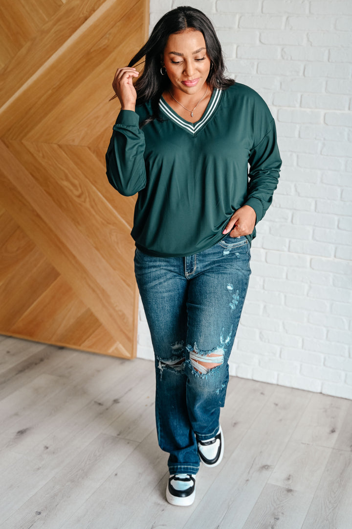 Stilla | All Out Comfort Pullover V-udskæring Midnatsgrøn
