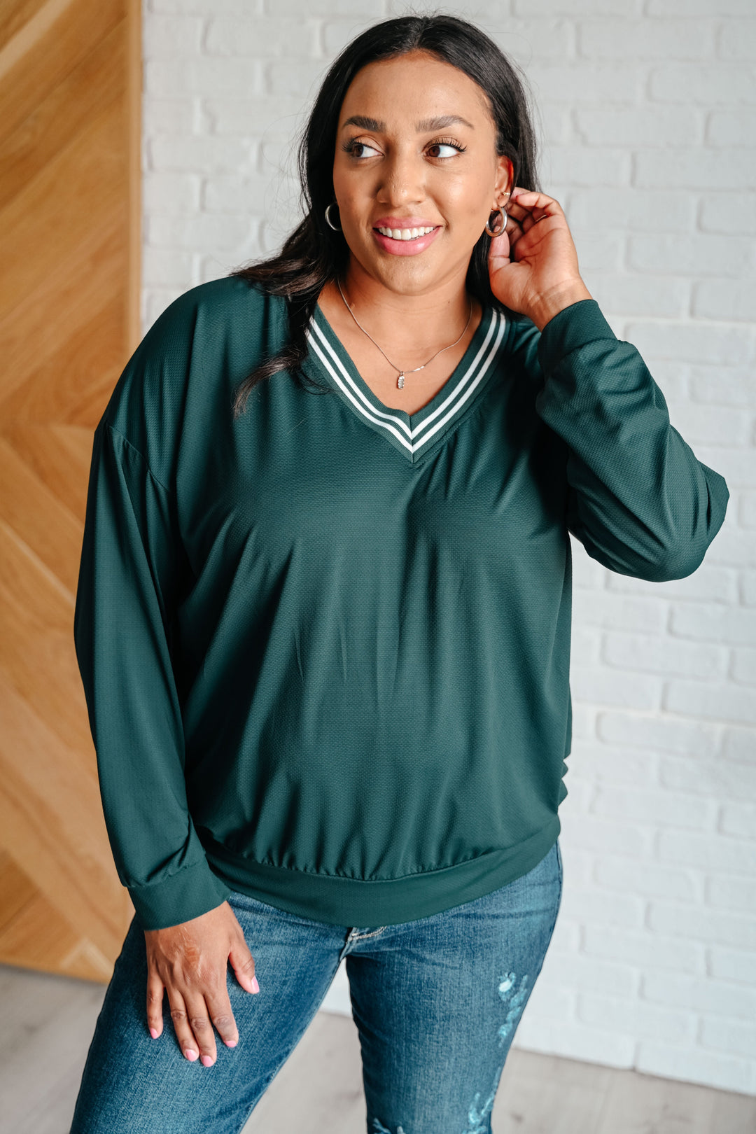 Stilla | All Out Comfort Pullover V-udskæring Midnatsgrøn